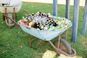 wheelbarrow full of ice and beer